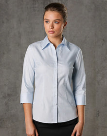 Ladies Self Stripe 3/4 Sleeve Shirt M8100Q - PrintaPromo