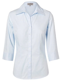 Ladies Self Stripe 3/4 Sleeve Shirt M8100Q - PrintaPromo