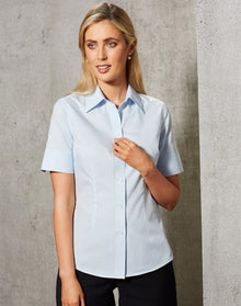 Ladies Self Stripe Short Sleeve Shirt M8100S - PrintaPromo