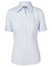 Ladies Self Stripe Short Sleeve Shirt M8100S - PrintaPromo