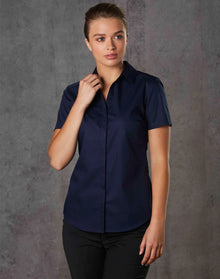Ladies Taped Seam Barkley Short Sleeve Shirt. M8110S - PrintaPromo