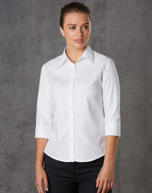 Ladies Mini Herringbone 3/4 Sleeve Shirt M8113 - PrintaPromo