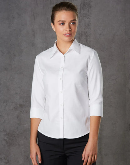 Ladies Mini Herringbone 3/4 Sleeve Shirt M8113 - PrintaPromo