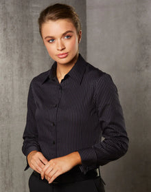 Ladies Dobby Stripe Long Sleeve Shirt M8132 - PrintaPromo