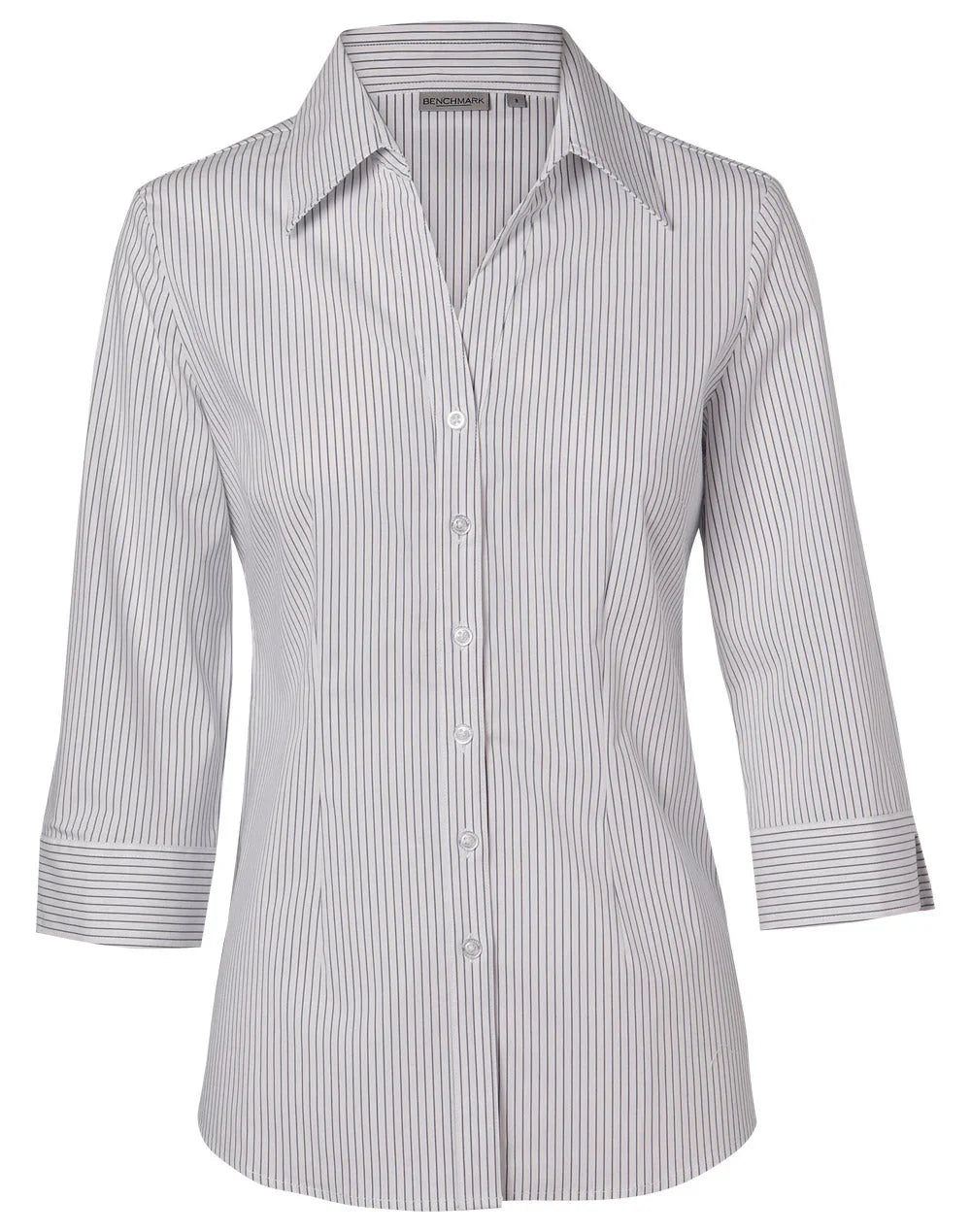 Ladies Ticking Stripe 3/4 Sleeve Shirt M8200Q - PrintaPromo
