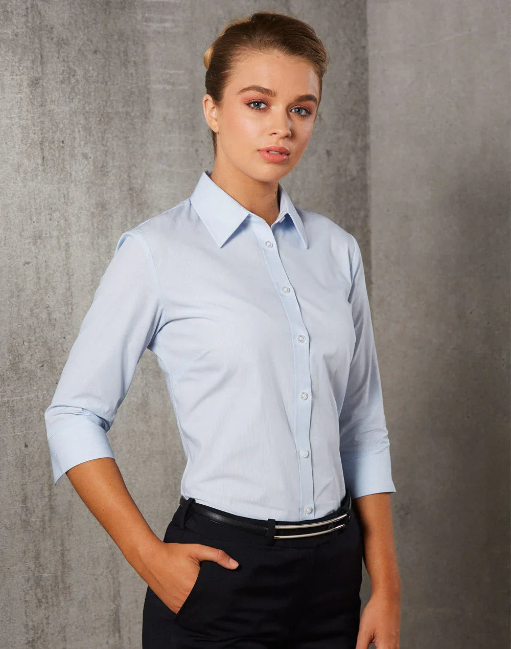 Ladies Fine Stripe 3/4 Sleeve Shirt M8213 - PrintaPromo