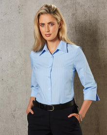 Ladies Pin Stripe 3/4 Sleeve Shirt M8223 - PrintaPromo