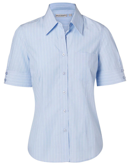 Ladies Pin Stripe Short Sleeve Shirt M8224 - PrintaPromo
