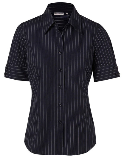 Ladies Pin Stripe Short Sleeve Shirt M8224 - PrintaPromo
