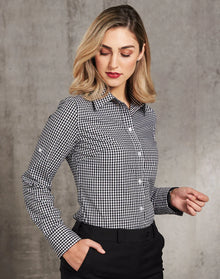 Ladies Gingham Check Long Sleeve Shirt M8300L - PrintaPromo