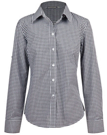 Ladies Gingham Check Long Sleeve Shirt M8300L - PrintaPromo