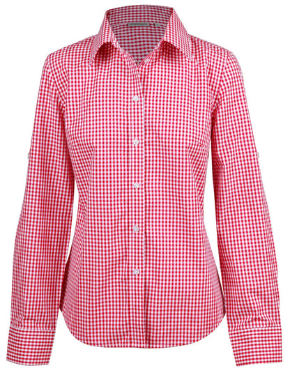 Ladies Gingham Check Long Sleeve Shirt M8300L - PrintaPromo
