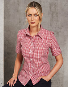 Ladies Gingham Check Short Sleeve Shirt M8300S - PrintaPromo