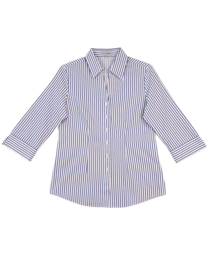 Ladies Sateen Stripe 3/4 Sleeve Shirt M8310Q - PrintaPromo