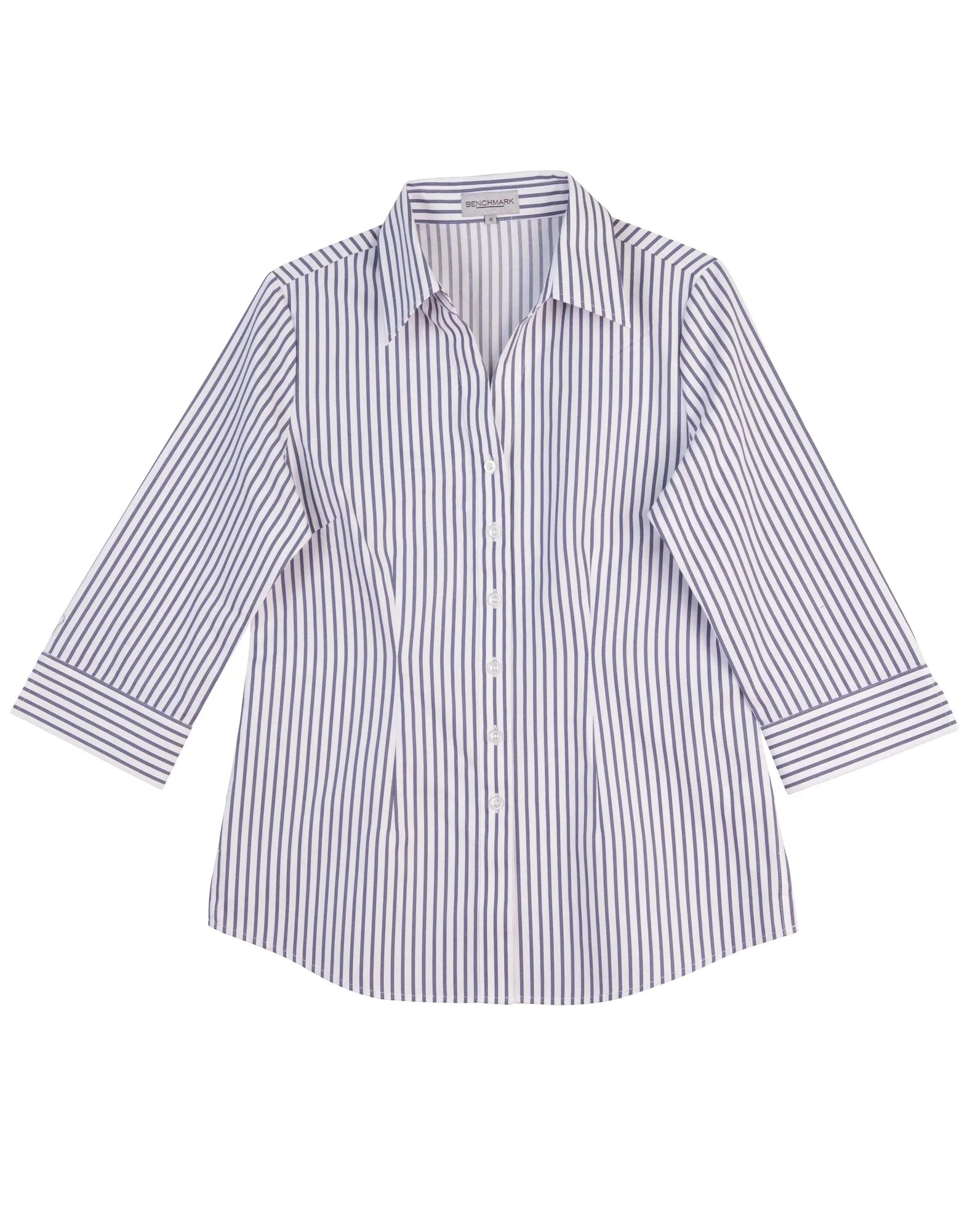 Ladies Sateen Stripe 3/4 Sleeve Shirt M8310Q - PrintaPromo
