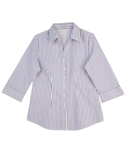 Ladies Sateen Stripe 3/4 Sleeve Shirt M8310Q - PrintaPromo