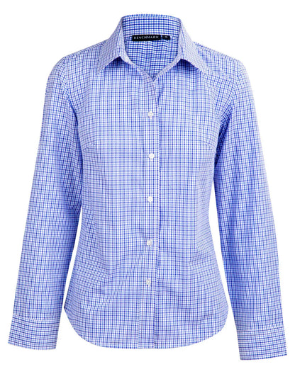 Ladies Two Tone Gingham Long Sleeve Shirt M8320L - PrintaPromo