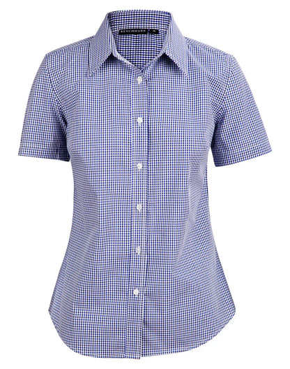 Ladies Two Tone Gingham Short Sleeve Shirt M8320S - PrintaPromo