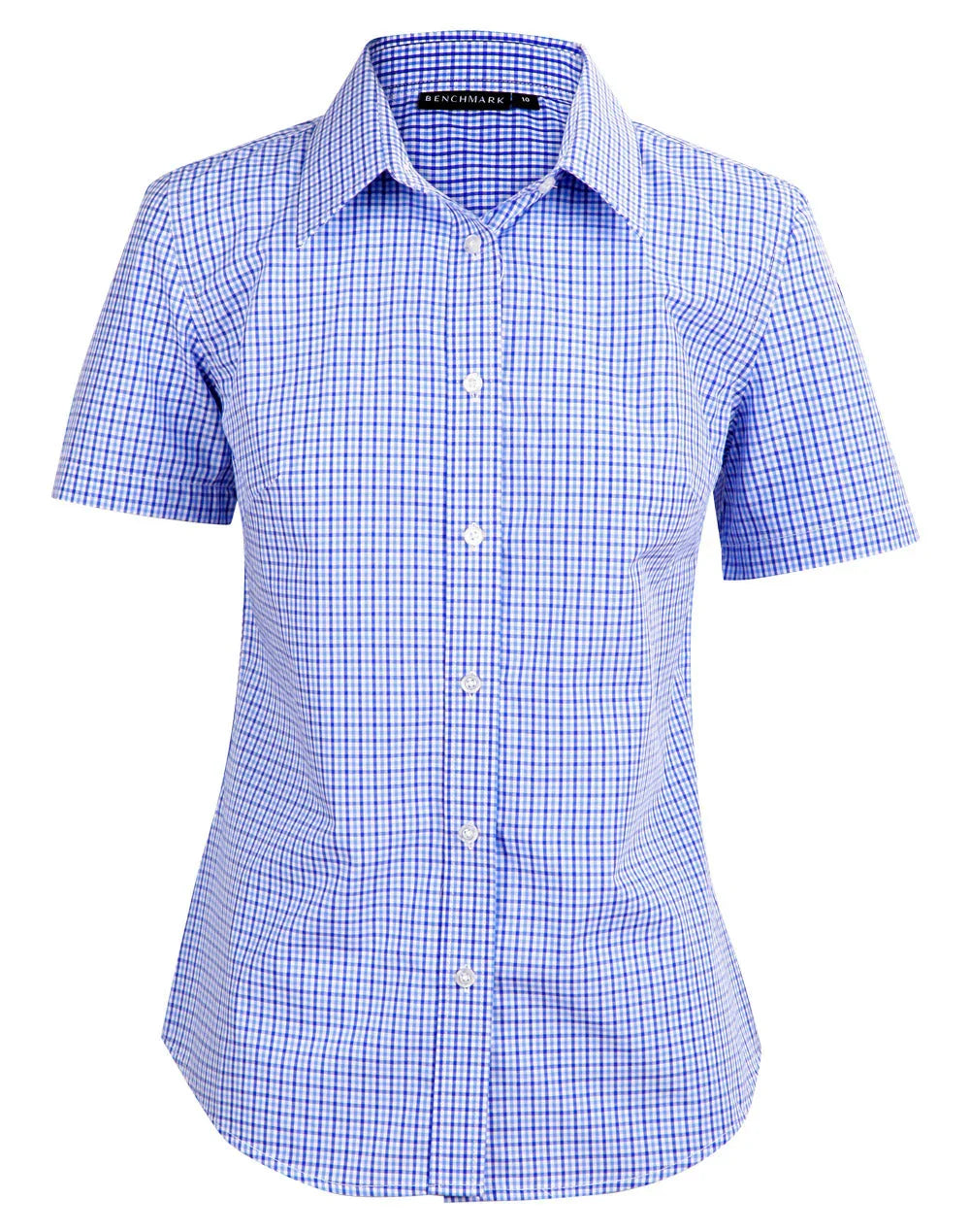 Ladies Two Tone Gingham Short Sleeve Shirt M8320S - PrintaPromo