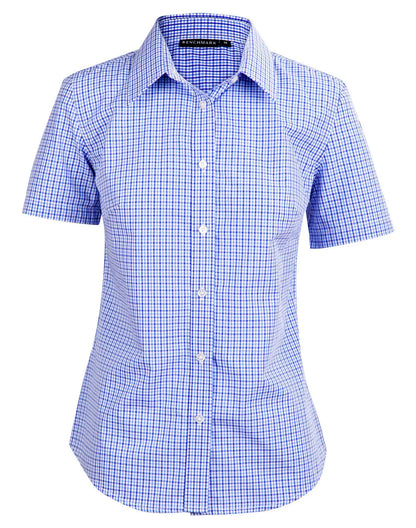 Ladies Two Tone Gingham Short Sleeve Shirt M8320S - PrintaPromo