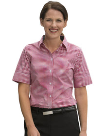 Ladies Gingham Check Short Sleeve Shirt M8330S - PrintaPromo