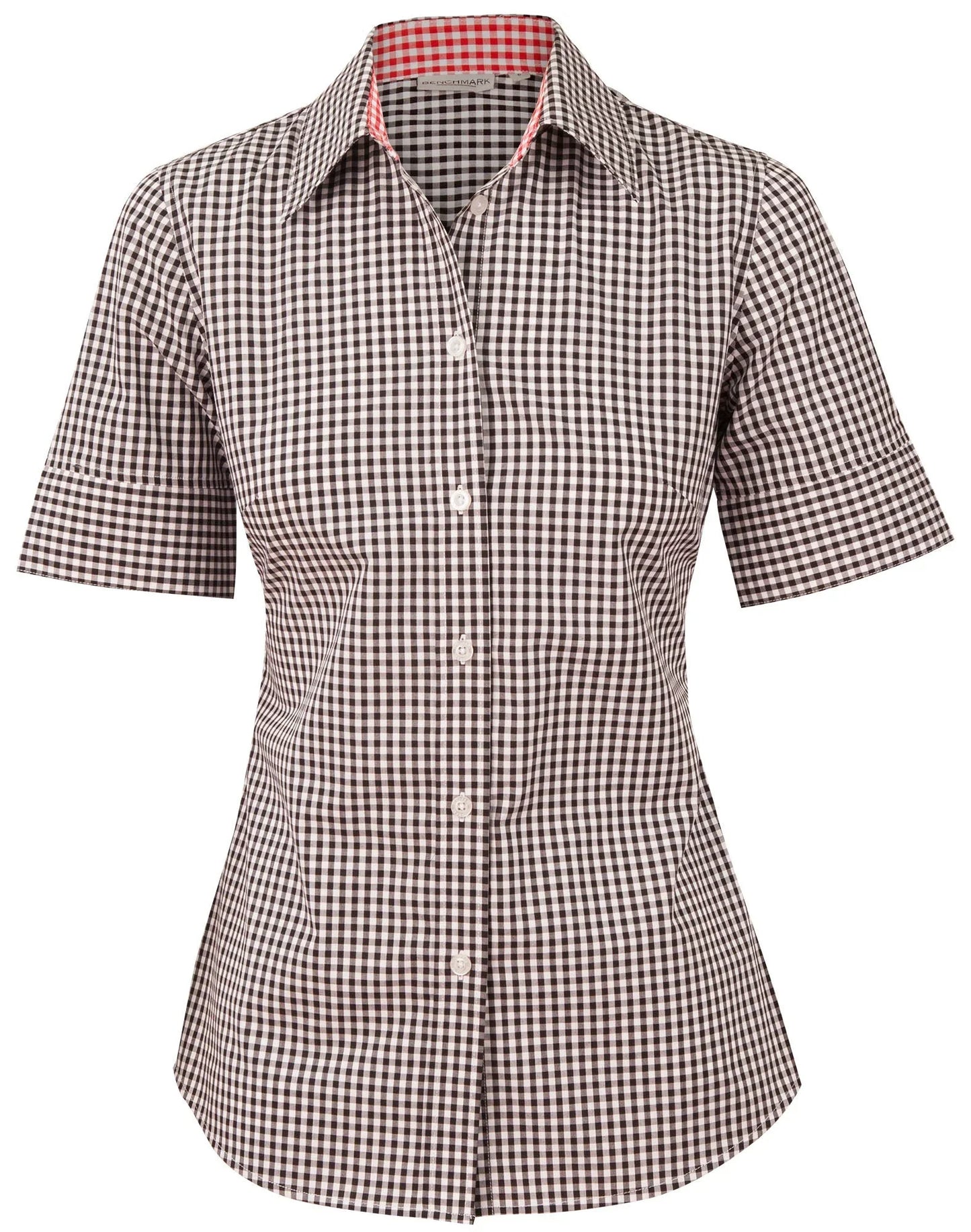 Ladies Gingham Check Short Sleeve Shirt M8330S - PrintaPromo