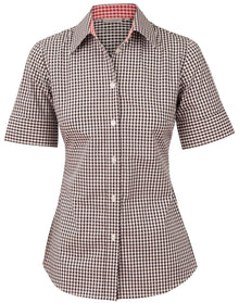 Ladies Gingham Check Short Sleeve Shirt M8330S - PrintaPromo