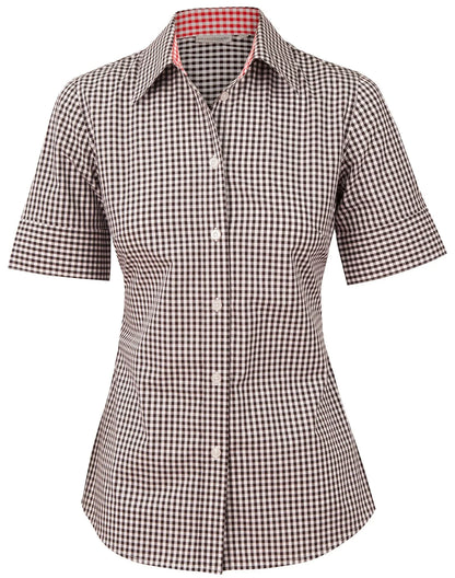 Ladies Gingham Check Short Sleeve Shirt M8330S - PrintaPromo