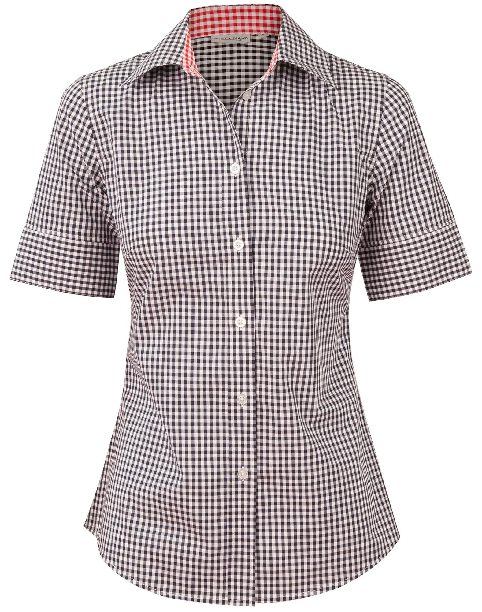 Ladies Gingham Check Short Sleeve Shirt M8330S - PrintaPromo