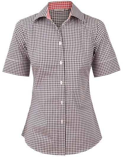 Ladies Gingham Check Short Sleeve Shirt M8330S - PrintaPromo
