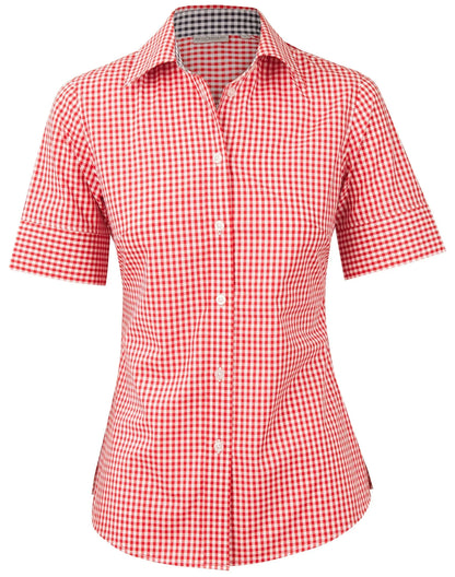 Ladies Gingham Check Short Sleeve Shirt M8330S - PrintaPromo