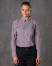 Ladies Two Tone Mini Gingham Short Sleeve Shirt M8340L - PrintaPromo