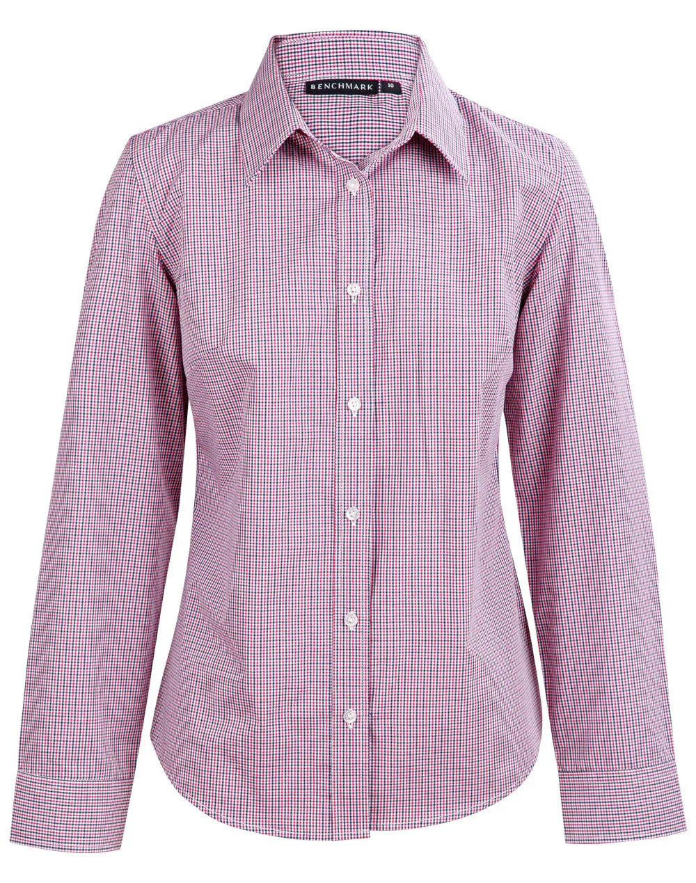 Ladies Two Tone Mini Gingham Short Sleeve Shirt M8340L - PrintaPromo
