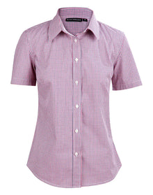 Ladies Two Tone Mini Gingham Short Sleeve Shirt M8340S - PrintaPromo