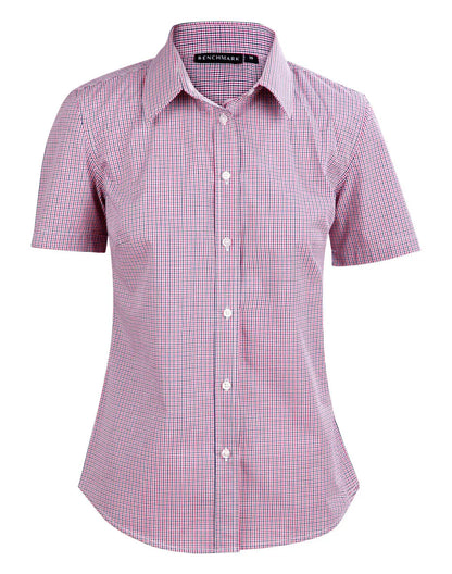 Ladies Two Tone Mini Gingham Short Sleeve Shirt M8340S - PrintaPromo