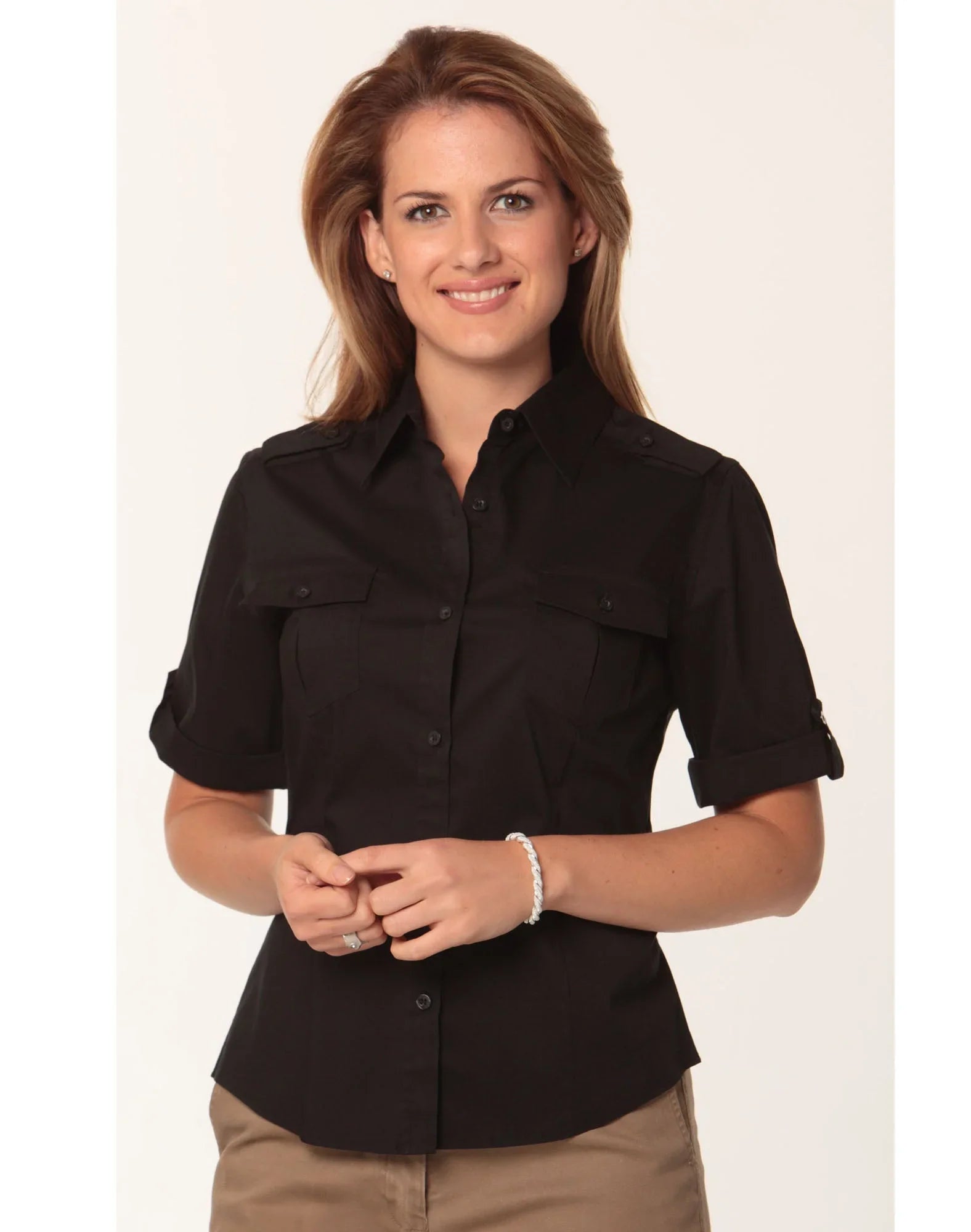 Ladies Short Sleeve Military Shirt M8911 - PrintaPromo