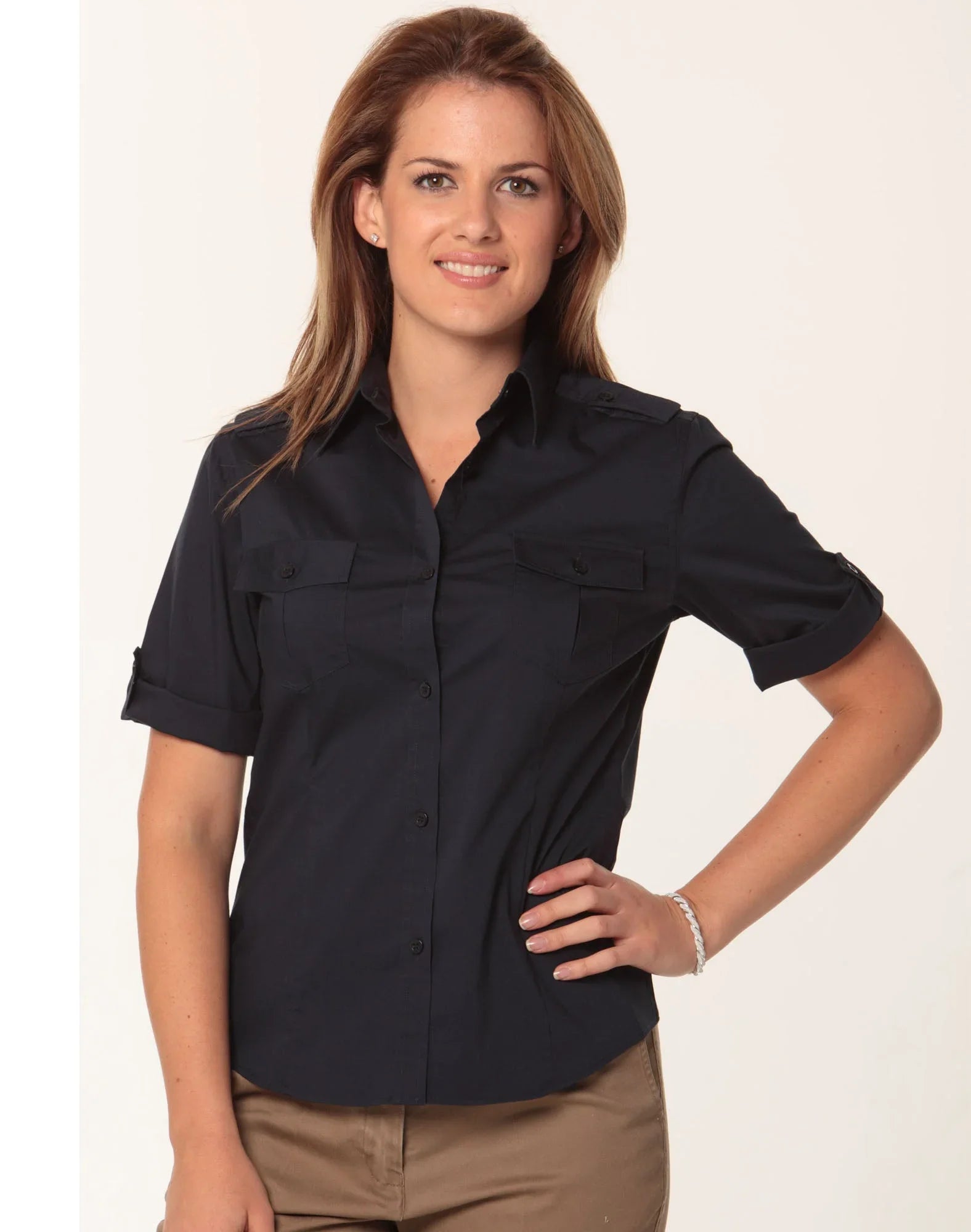 Ladies Short Sleeve Military Shirt M8911 - PrintaPromo