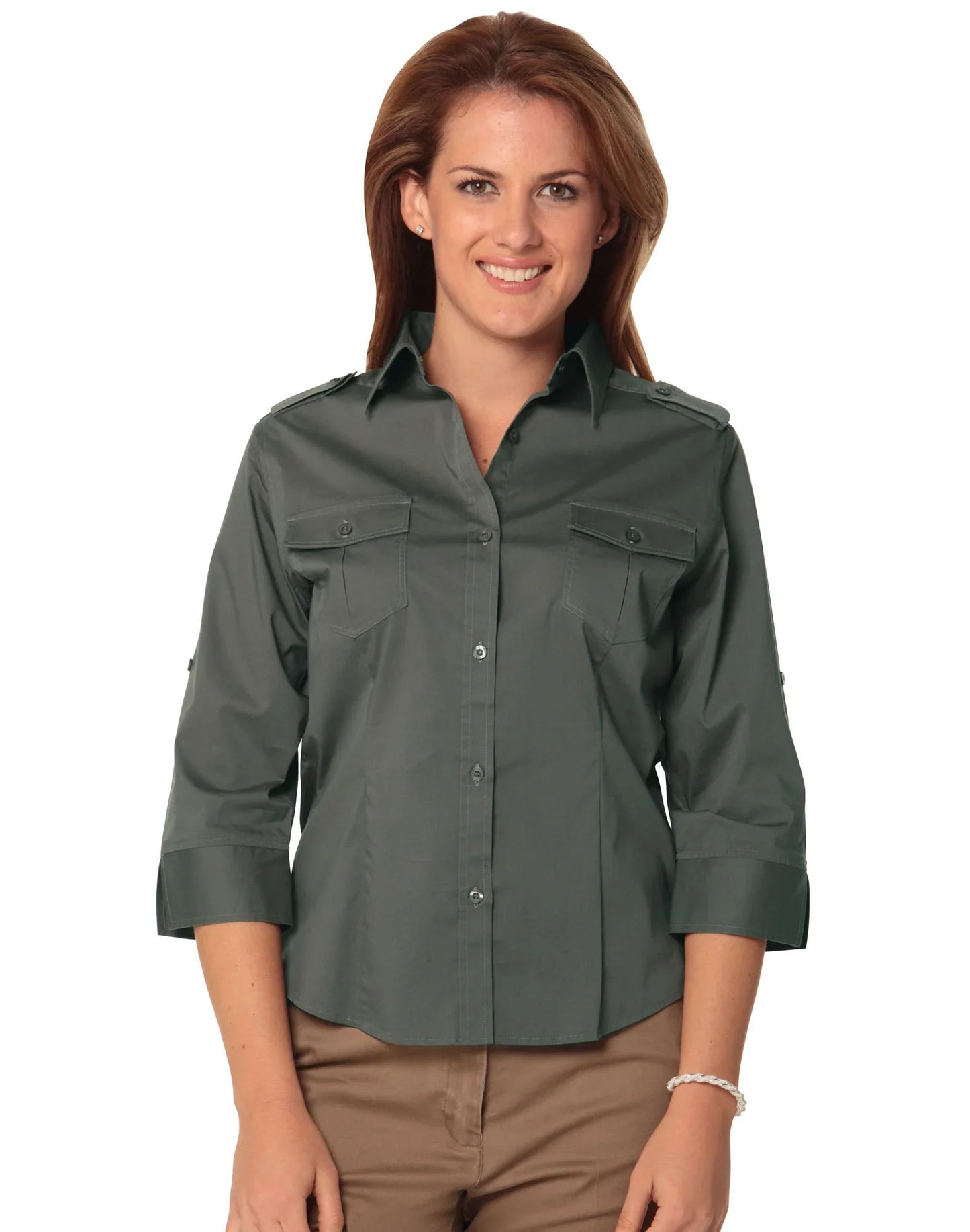 Ladies 3/4 Sleeve Military Shirt M8913 - PrintaPromo