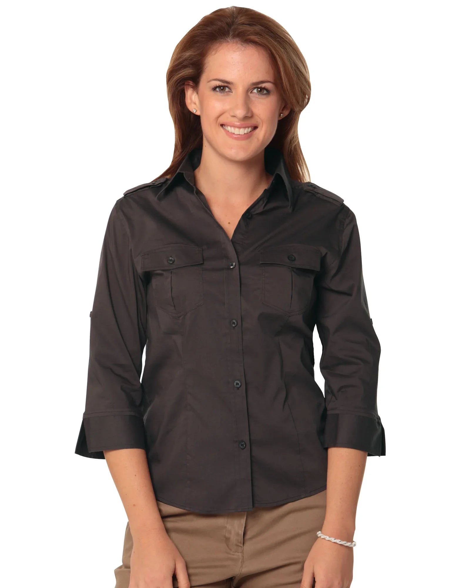 Ladies 3/4 Sleeve Military Shirt M8913 - PrintaPromo
