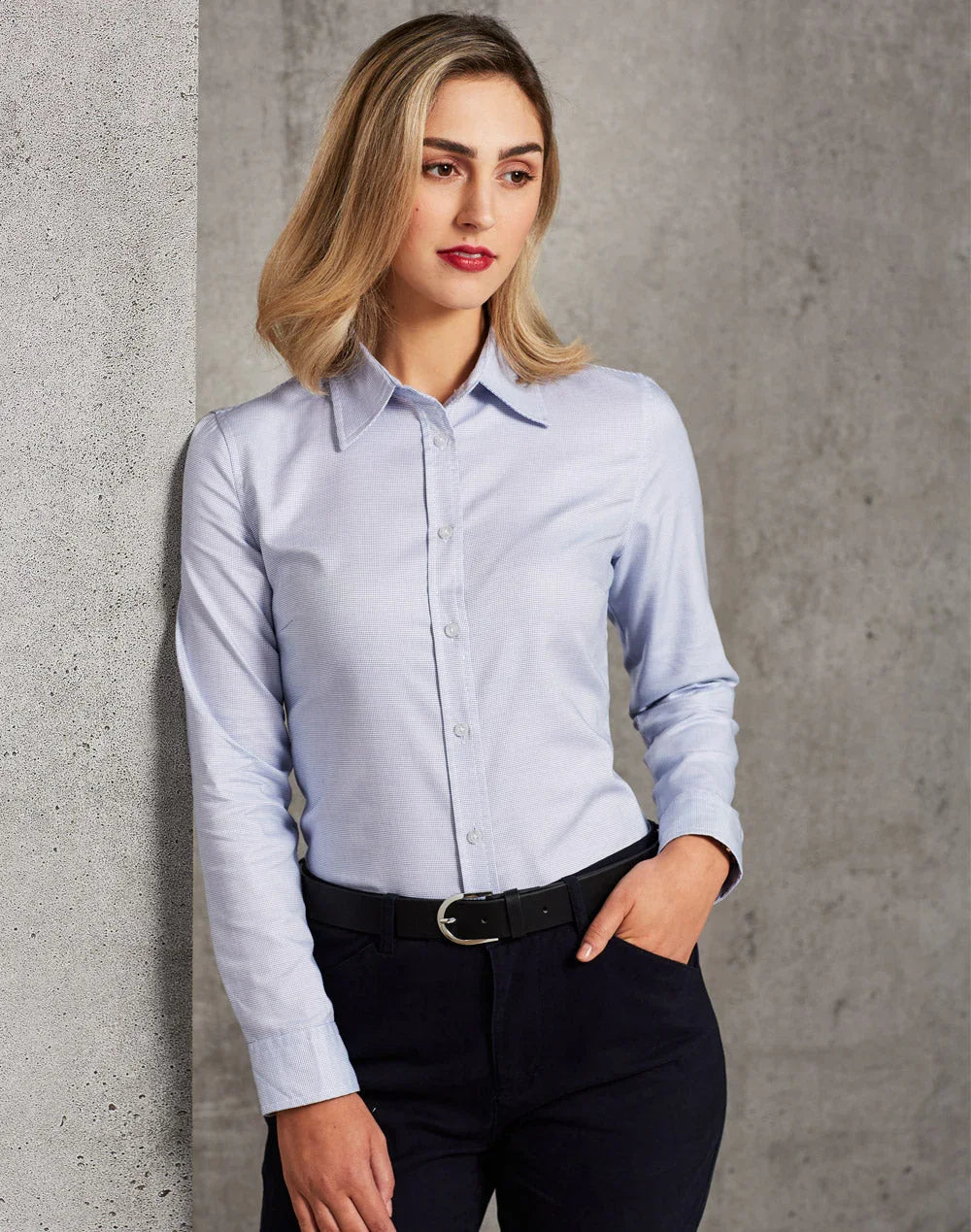 Laides’ Dot Contrast Long Sleeve Shirt M8922 - PrintaPromo