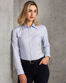 Laides’ Dot Contrast Long Sleeve Shirt M8922 - PrintaPromo