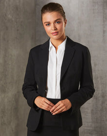 Ladies Poly/Viscose Stretch Stripe One Button Cropped Jacket M9208 - PrintaPromo