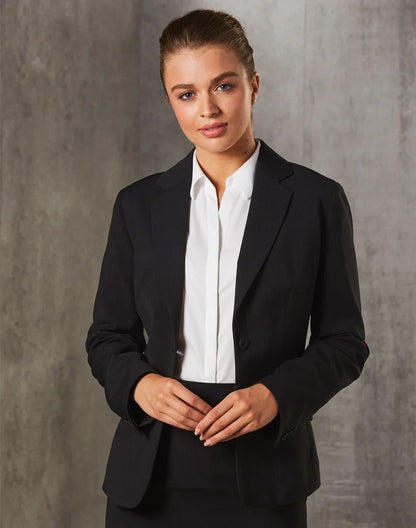 Ladies Poly/Viscose Stretch Stripe One Button Cropped Jacket M9208 - PrintaPromo