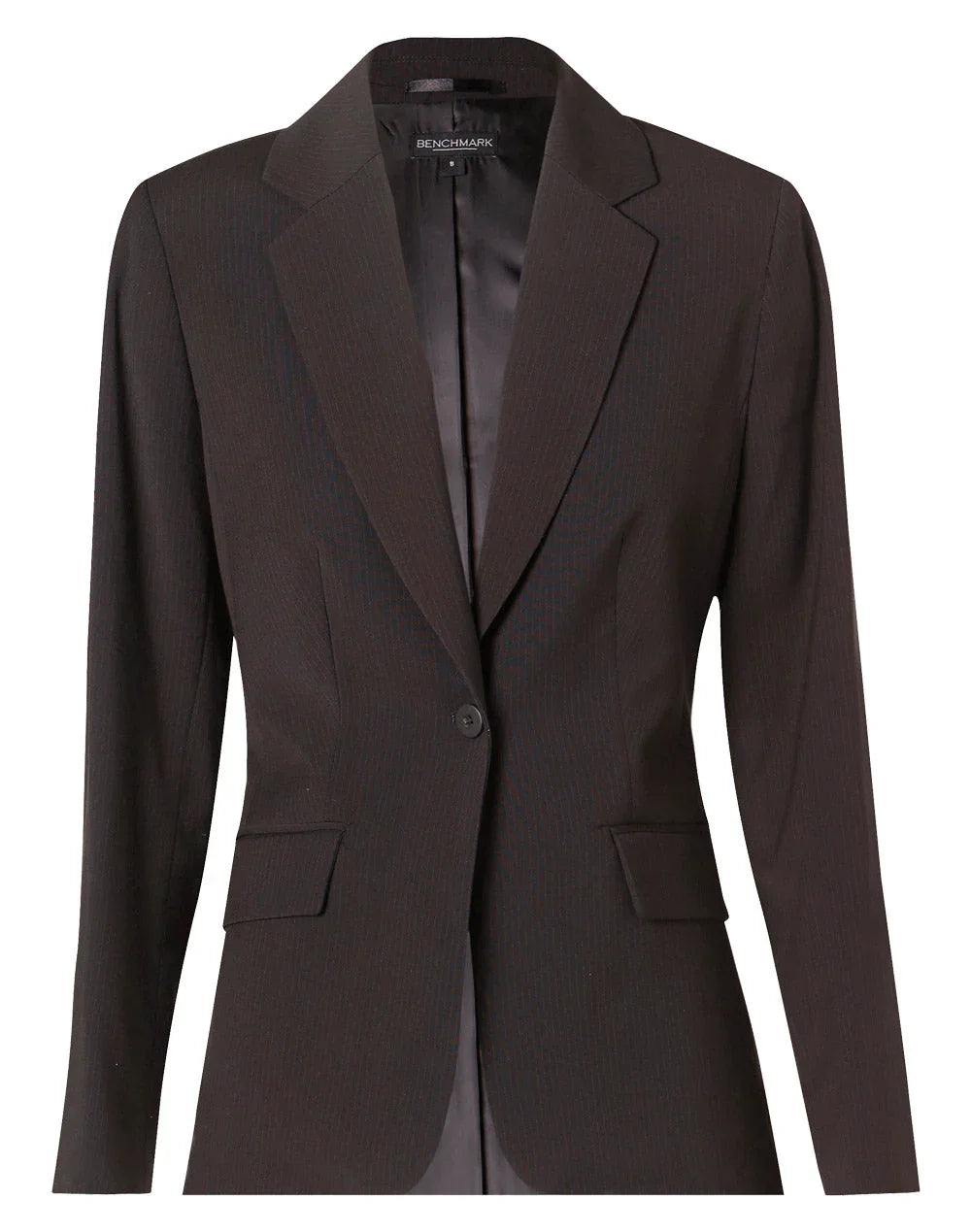 Ladies Poly/Viscose Stretch Stripe One Button Cropped Jacket M9208 - PrintaPromo