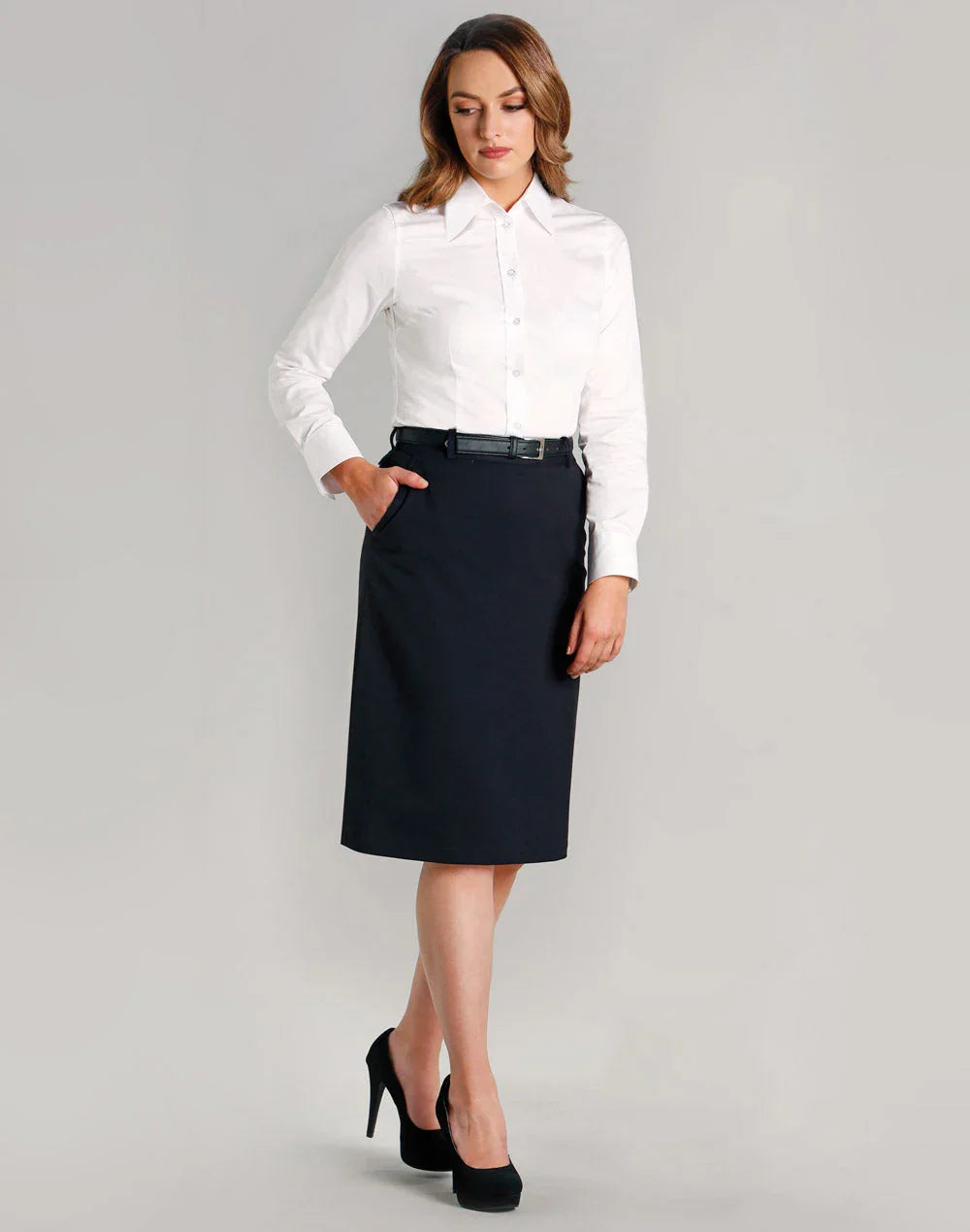 Ladies Poly/Viscose Stretch A-line Utility Lined Skirt M9478 - PrintaPromo