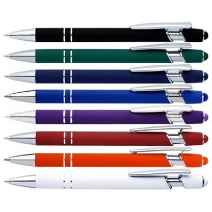 Grid Metal Stylus Rubber Pens - PrintaPromo