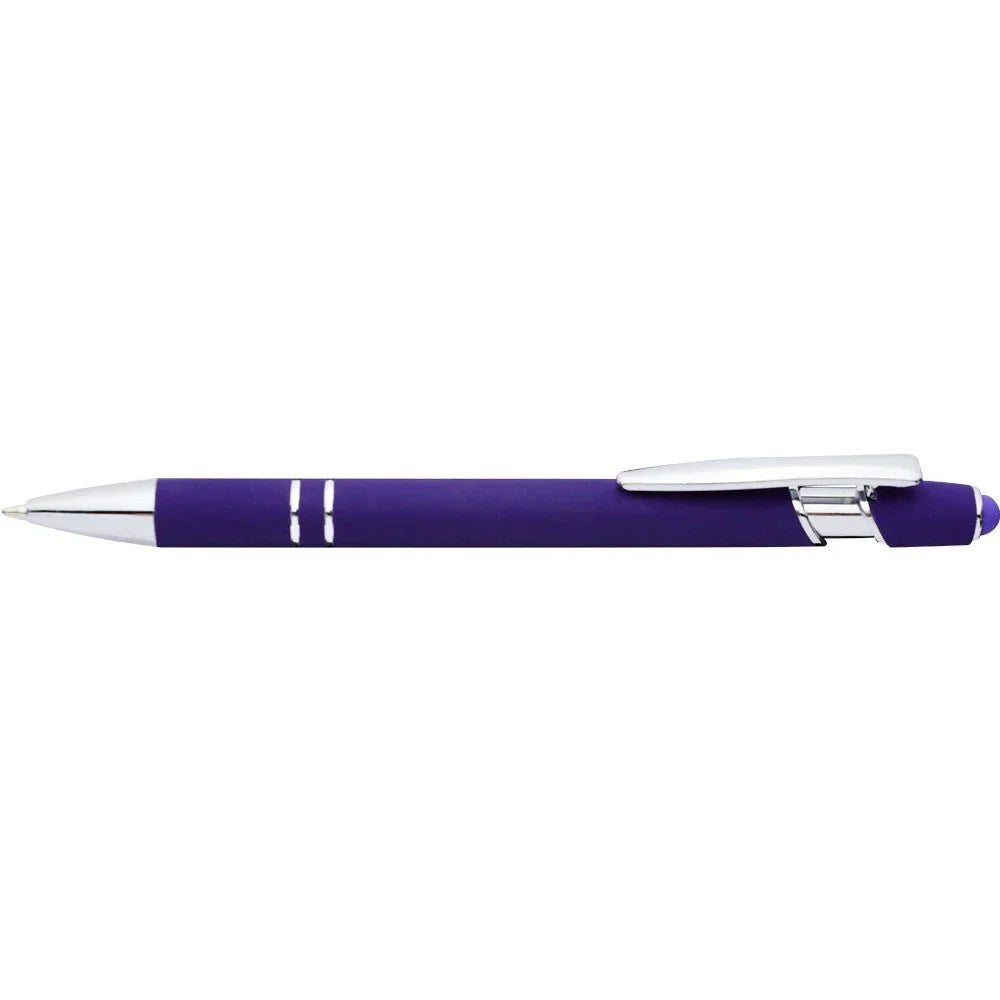 Grid Metal Stylus Rubber Pens - PrintaPromo