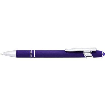 Grid Metal Stylus Rubber Pens - PrintaPromo