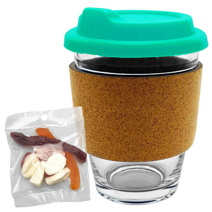 Jelly Party Mix in Cork Band Glass Coffee Cup - PrintaPromo