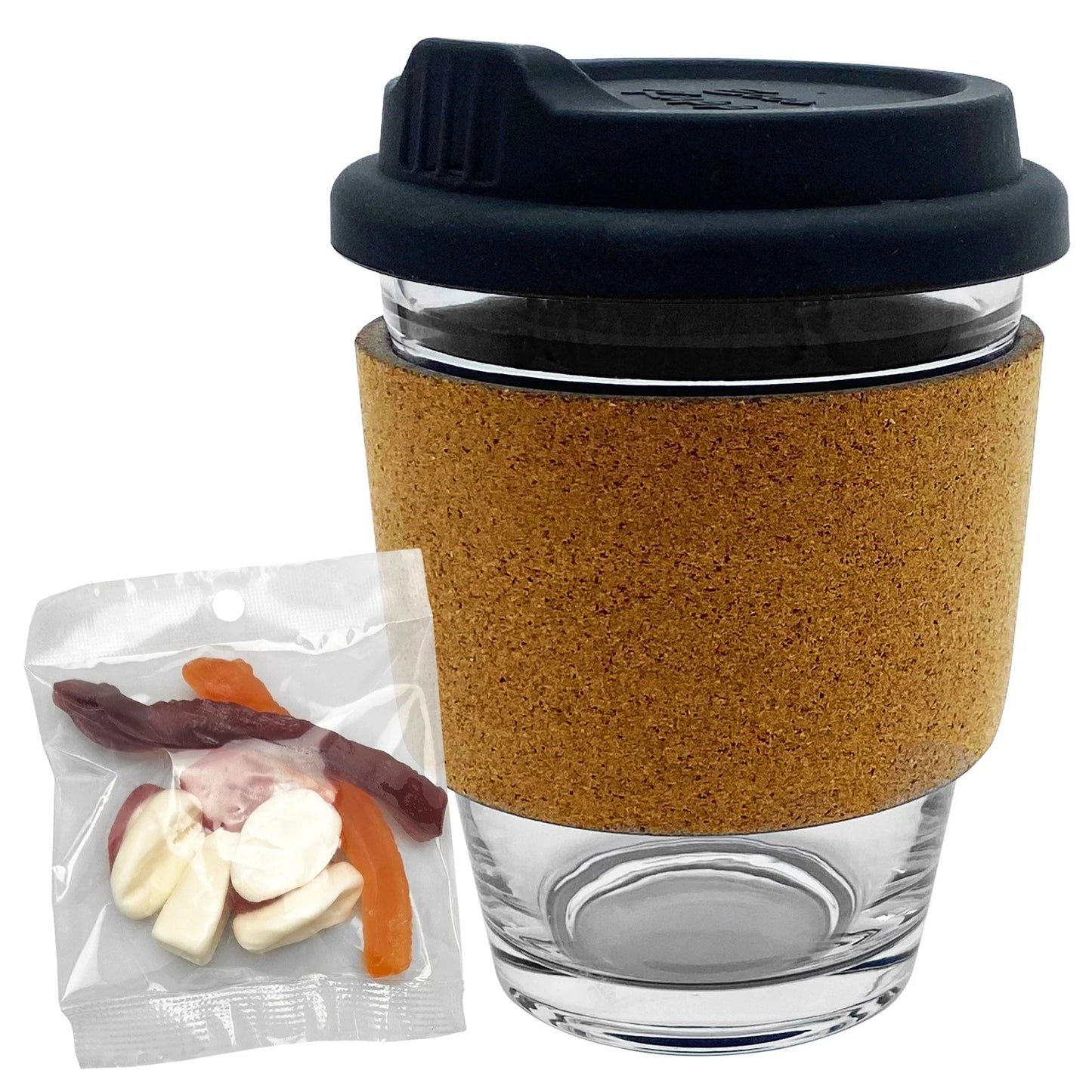 Jelly Party Mix in Cork Band Glass Coffee Cup - PrintaPromo